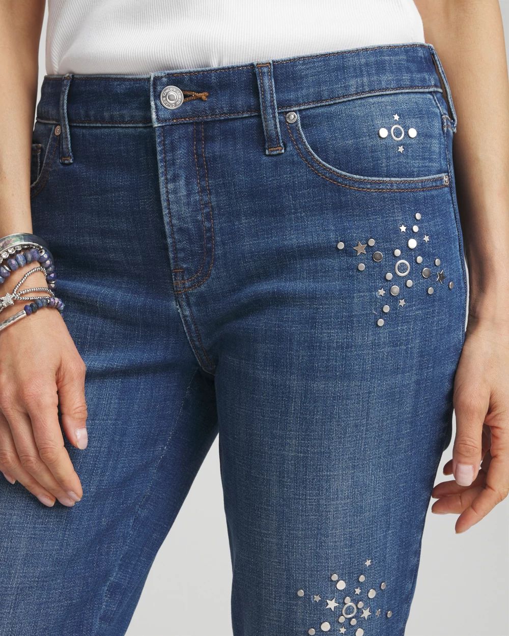 【AAKE】CORI DENIM HALF PT Girlfriend Americana Fireworks Cropped Jeans | Chico's